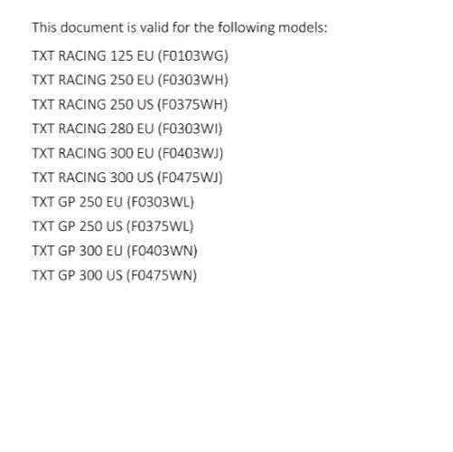 2023 GASGAS OWNERS MANUAL - TXT RACING GP 125 250 280 300 - REPRINTED