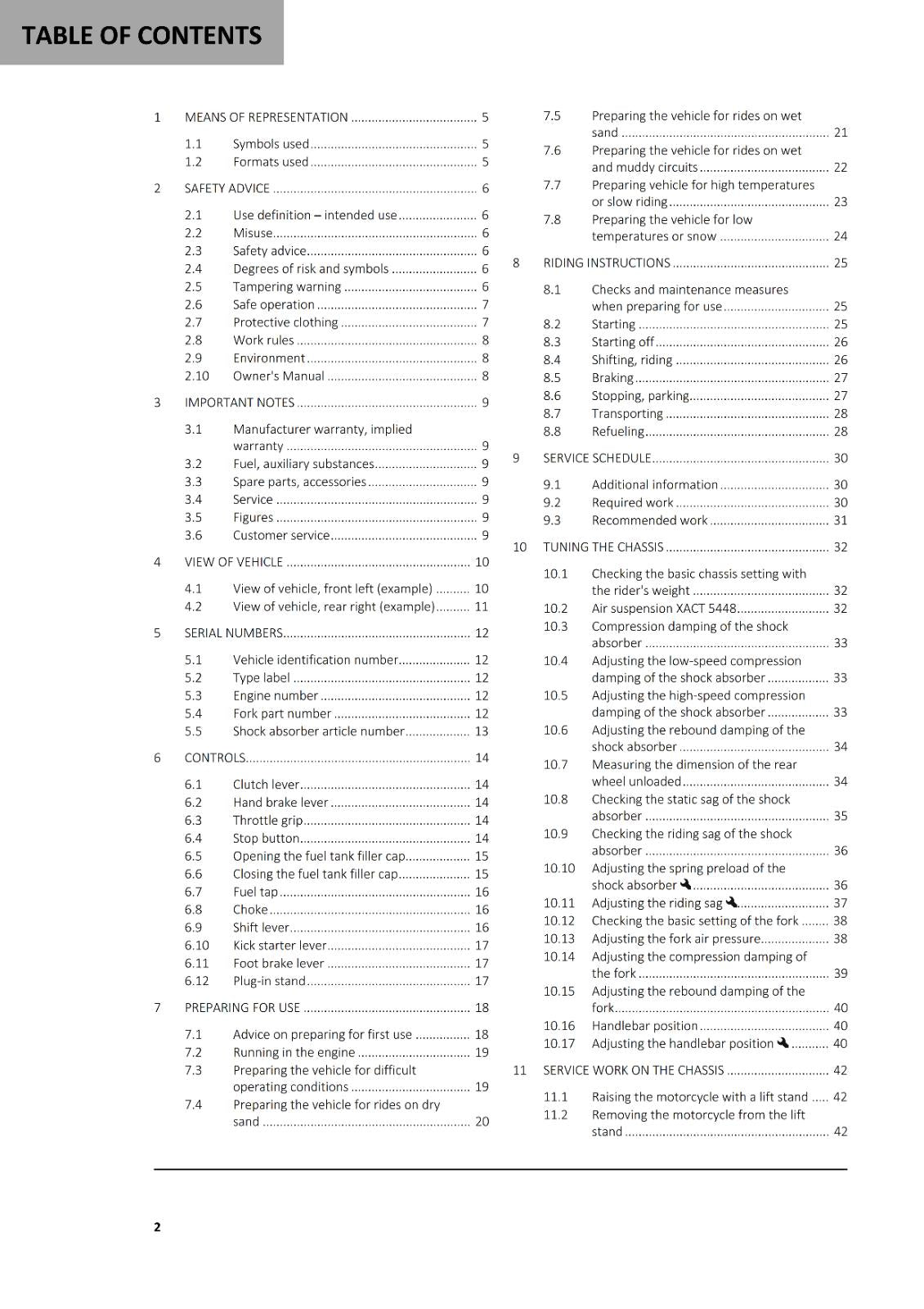 2023 GASGAS OWNERS MANUAL - MC 125 - REPRINTED
