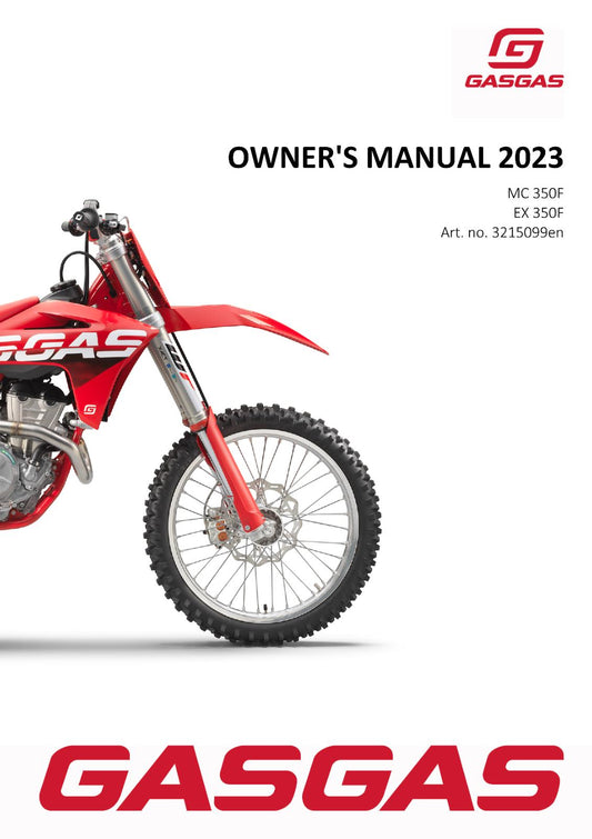 2023 GASGAS OWNERS MANUAL - MC EX 350F - REPRINTED