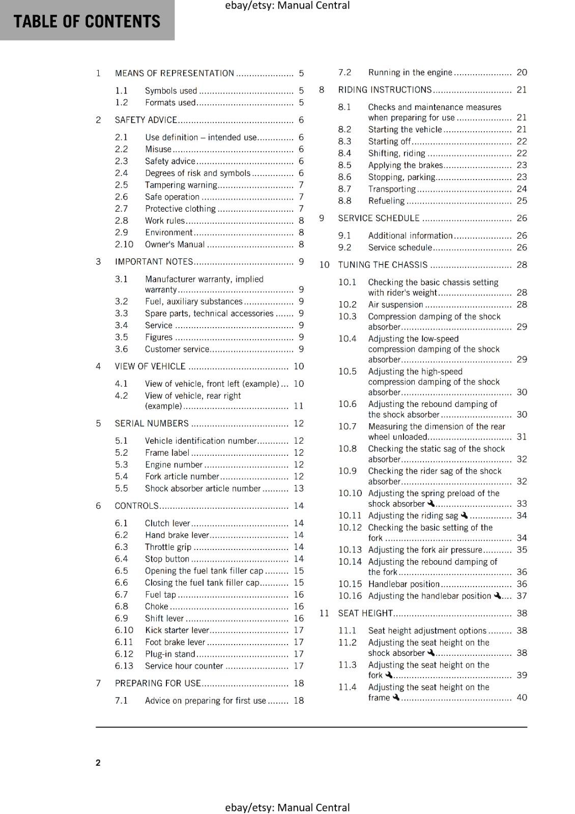 KTM 2024 OWNERS MANUAL - 65 SX - REPRINTED