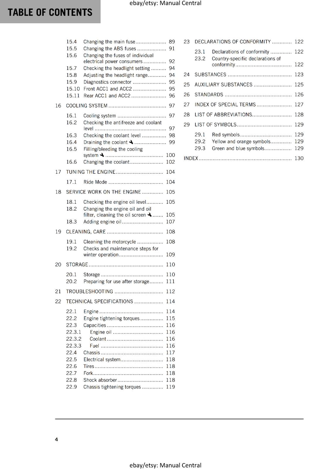 KTM 2024 OWNERS MANUAL - 125 DUKE - REPRINTED