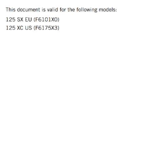 KTM 2024 OWNERS MANUAL - 125 SX XC - REPRINTED