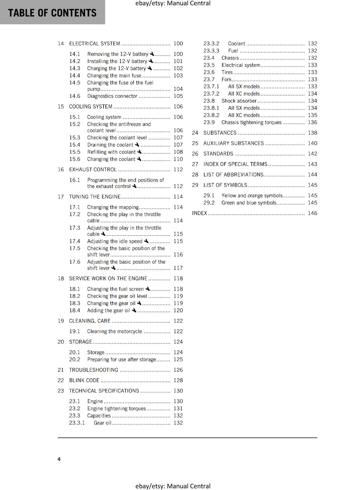 KTM 2024 OWNERS MANUAL - 250 300 SX XC - REPRINTED