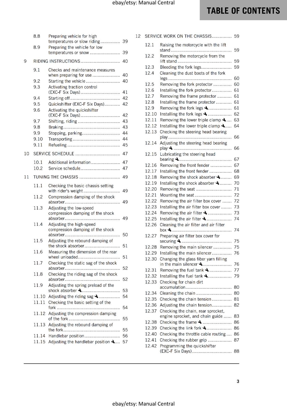 KTM 2024 OWNERS MANUAL - 250 EXC-F SIX DAYS - REPRINTED