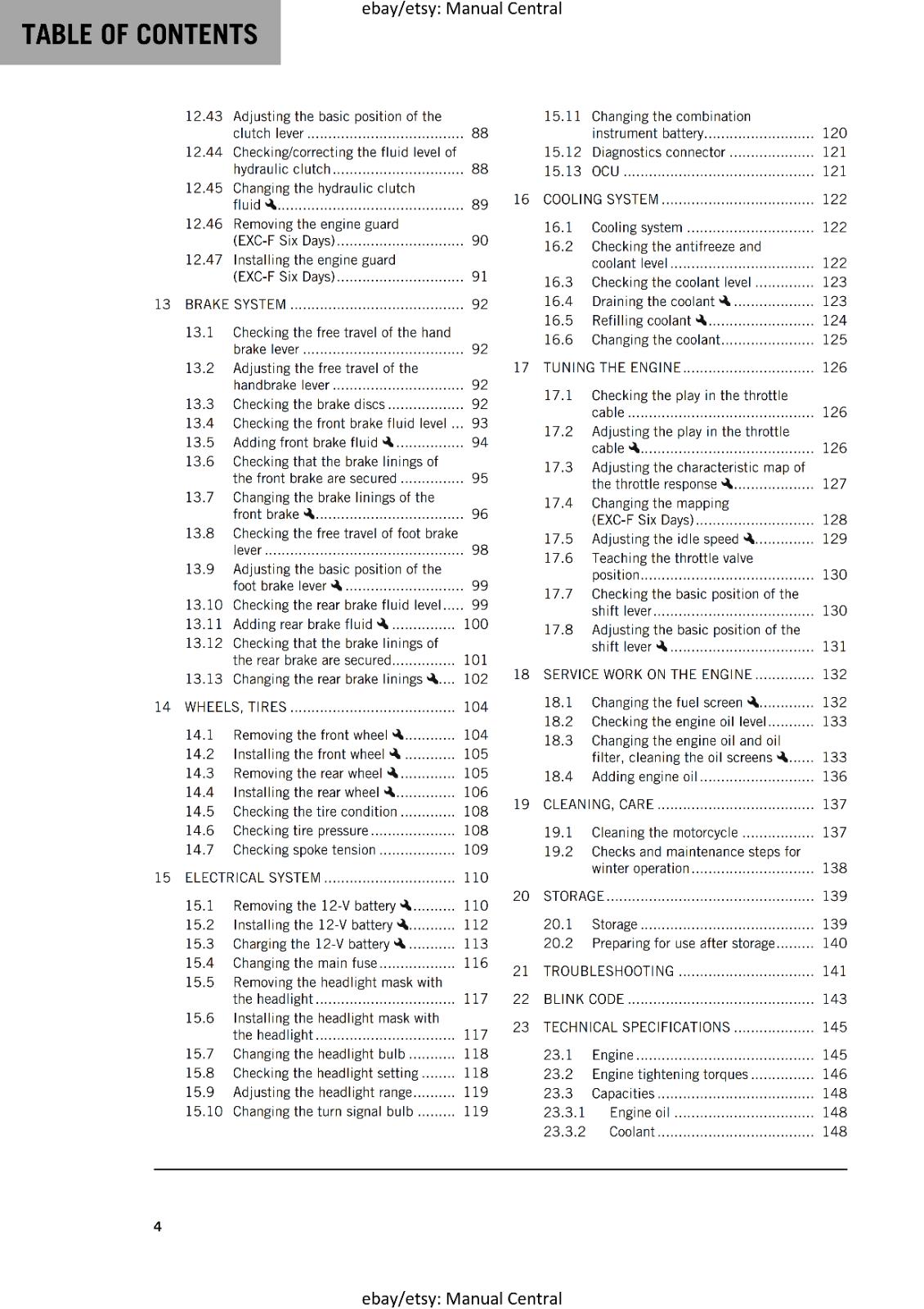 KTM 2024 OWNERS MANUAL - 250 EXC-F SIX DAYS - REPRINTED
