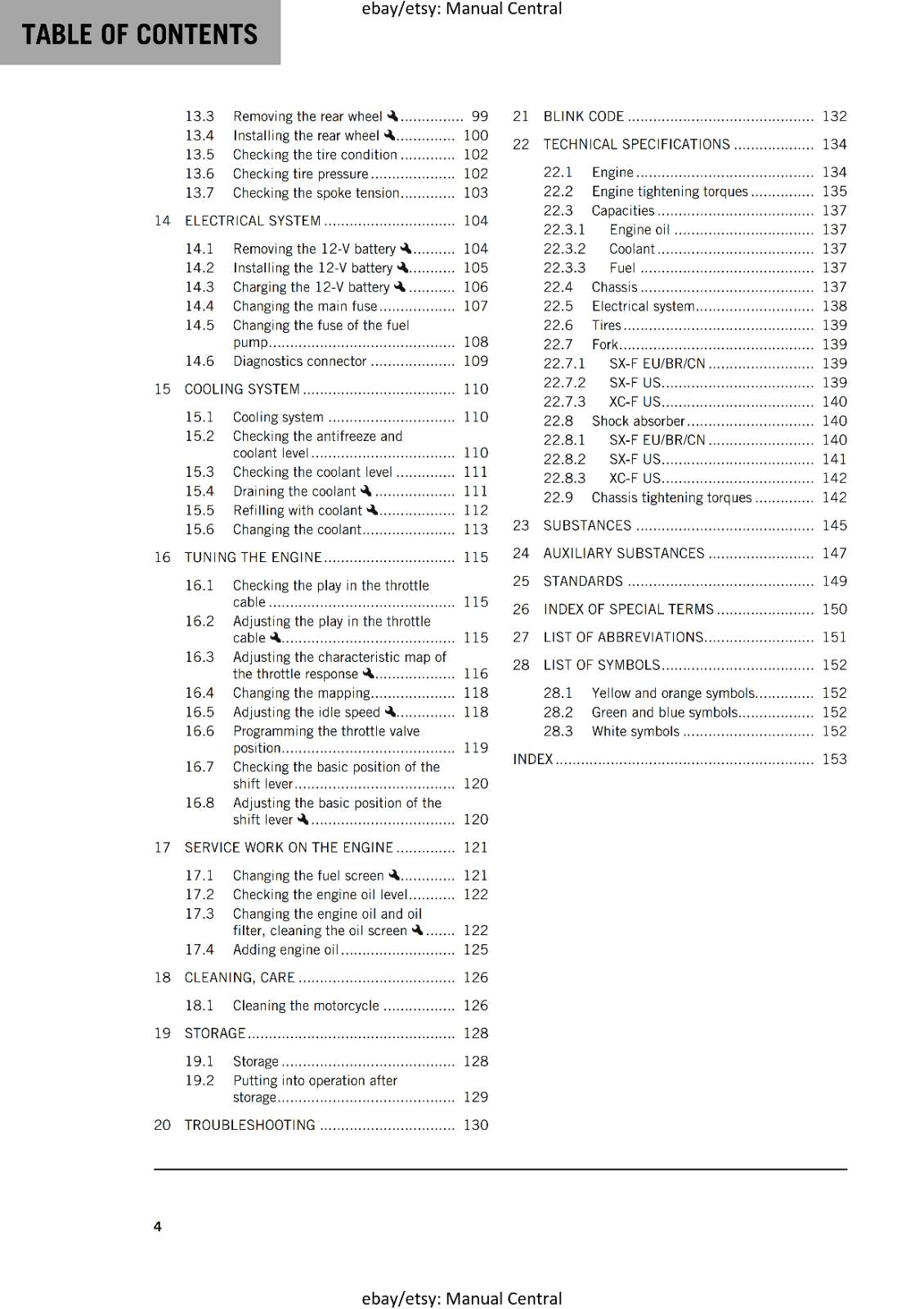 KTM 2024 OWNERS MANUAL - 250 SX-F XC-F - REPRINTED