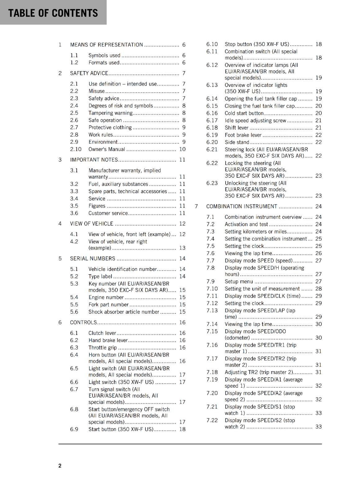 KTM 2024 OWNERS MANUAL - 350 EXC-F SIX DAYS XW-F - REPRINTED