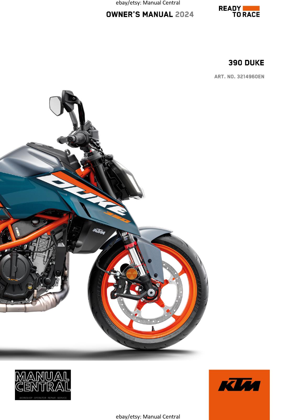 KTM 2024 OWNERS MANUAL - 390 DUKE - REPRINTED