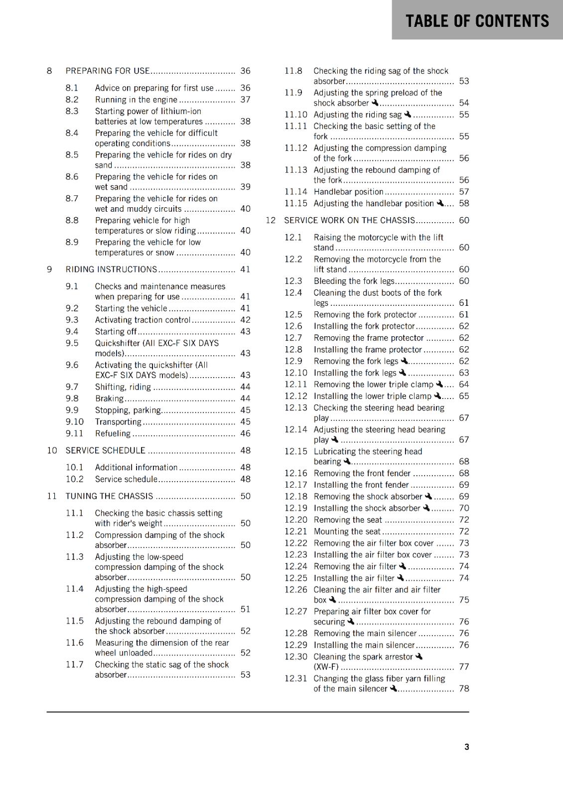KTM 2024 OWNERS MANUAL - 450 500 EXC-F SIX DAYS XCF-W XW-F- REPRINTED