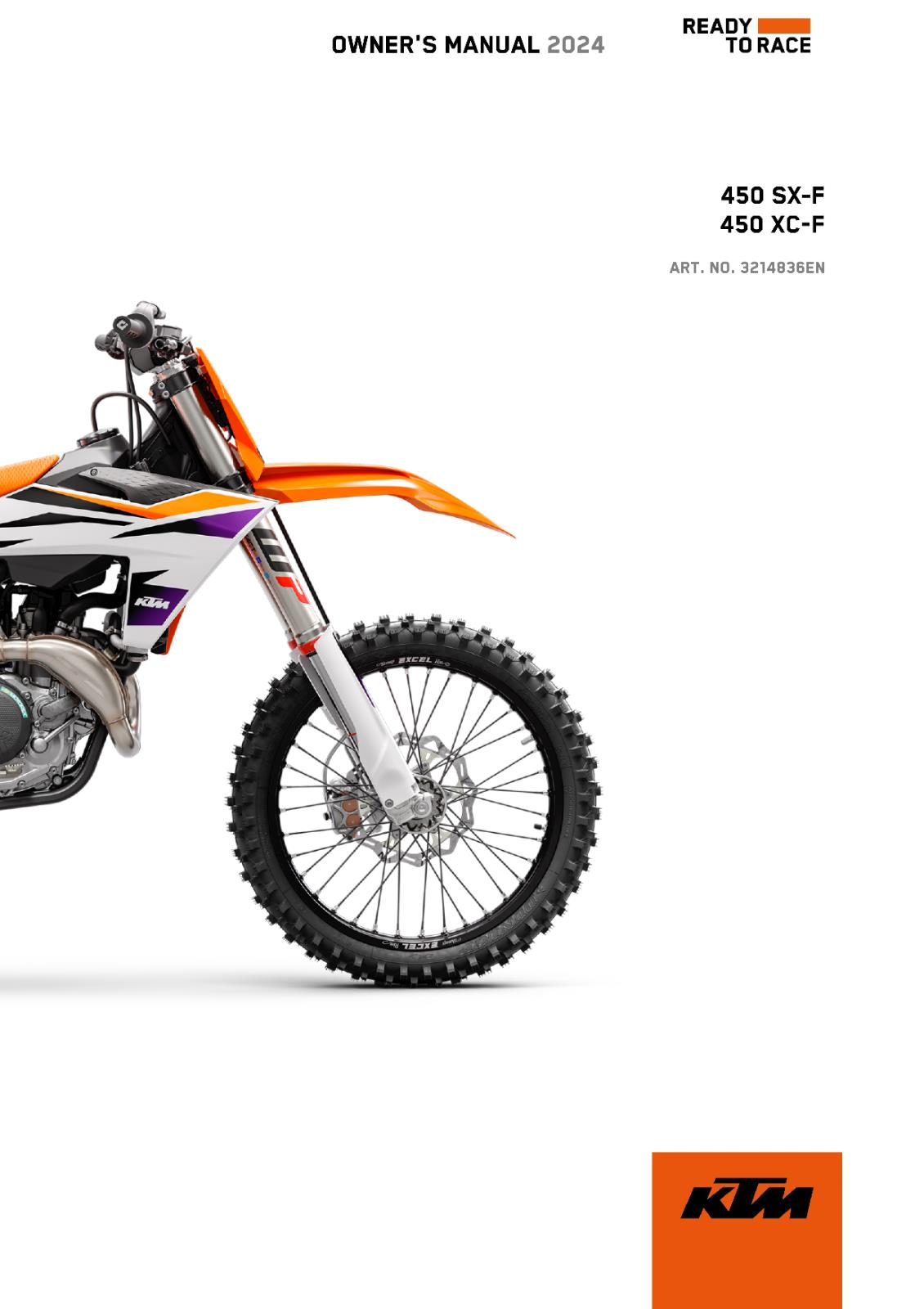KTM 2024 OWNERS MANUAL - 450 SX-F XC-F - REPRINTED