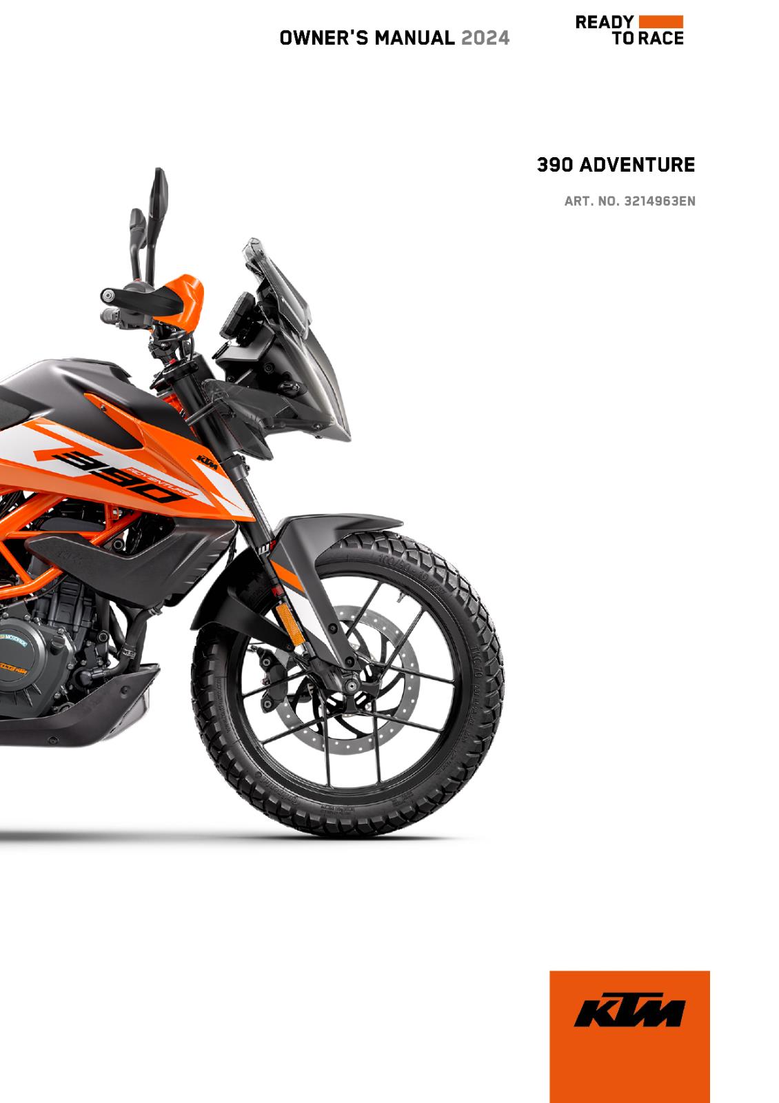 KTM 2024 OWNERS MANUAL - 390 ADVENTURE EU - REPRINTED