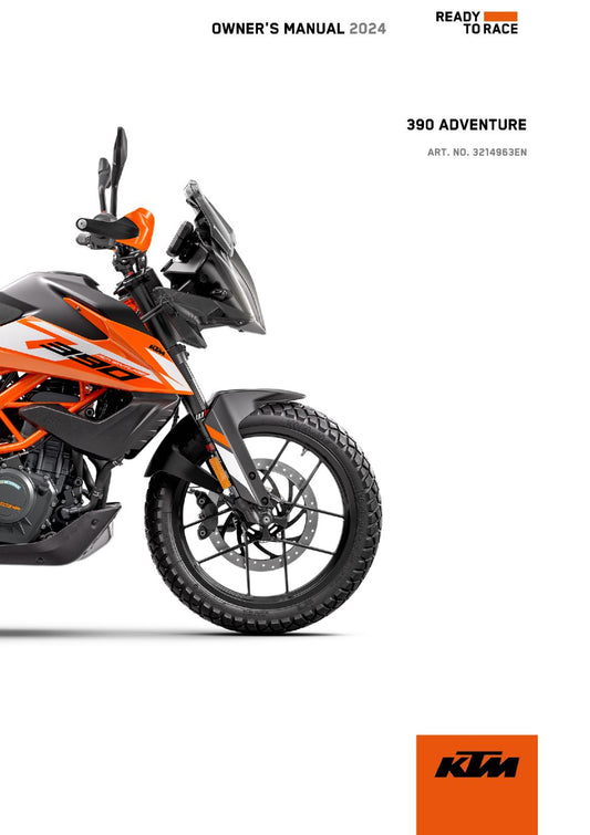 KTM 2024 OWNERS MANUAL - 390 ADVENTURE EU - REPRINTED