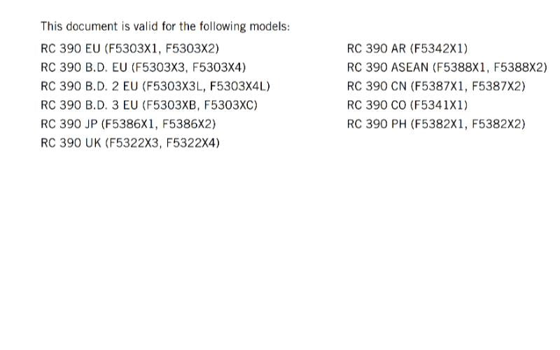 KTM 2024 OWNERS MANUAL - RC 390 EU UK JP ASEAN CN CO PH UK AR - REPRINTED