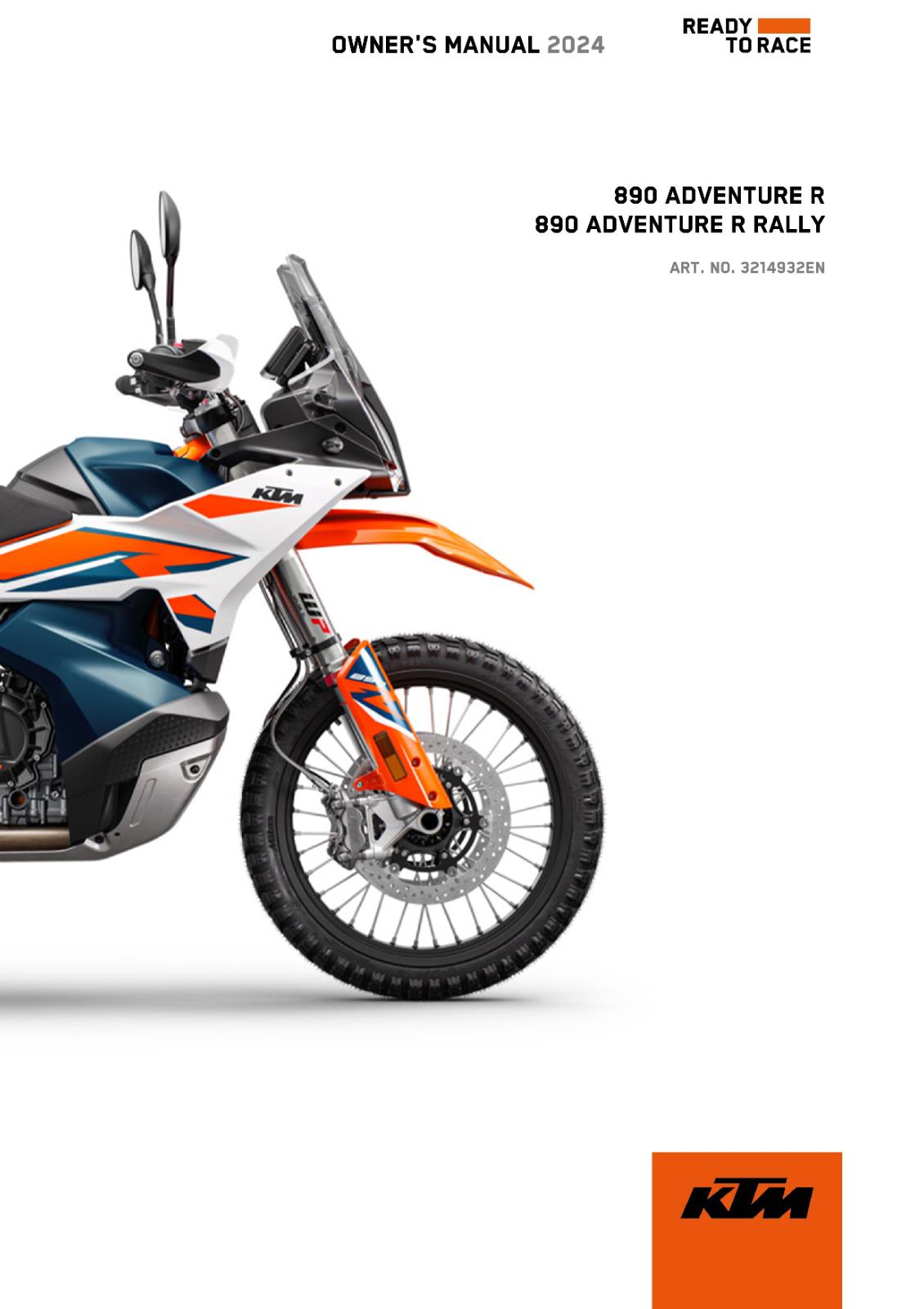 KTM 2024 OWNERS MANUAL - 890 ADVENTURE R RALLY EU AR CN - REPRINTED