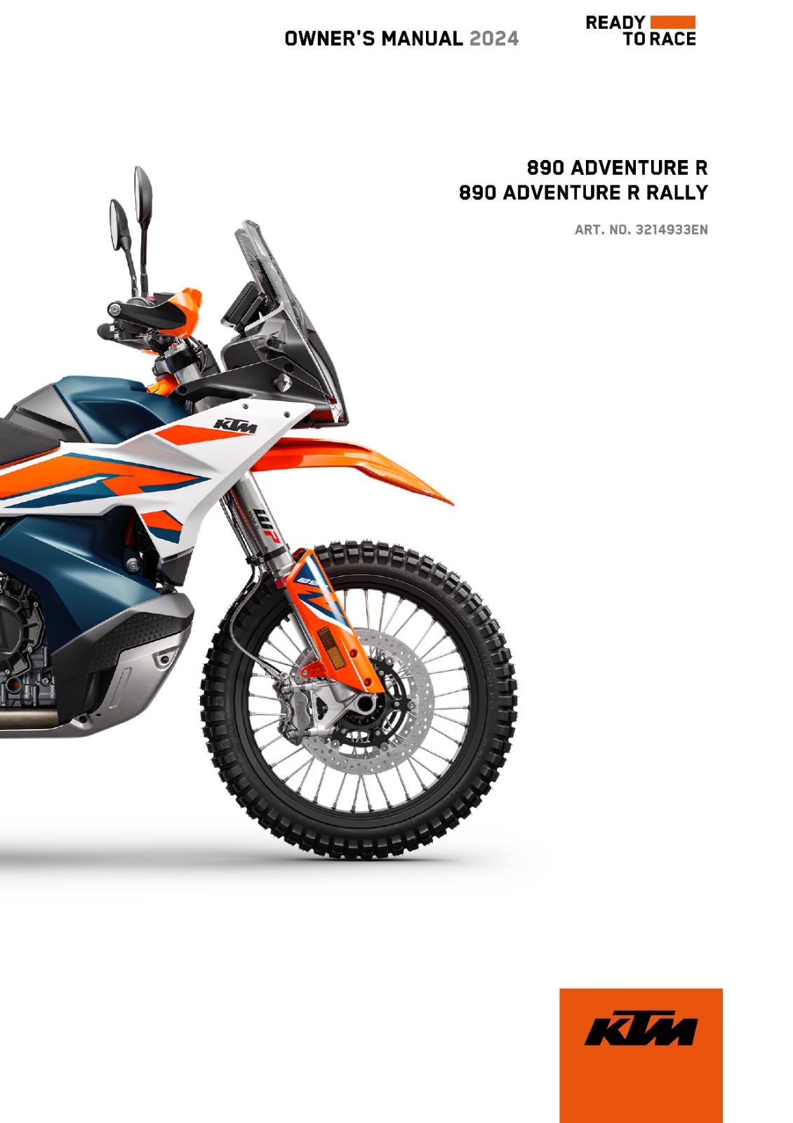 KTM 2024 OWNERS MANUAL - 890 ADVENTURE R RALLY US - REPRINTED