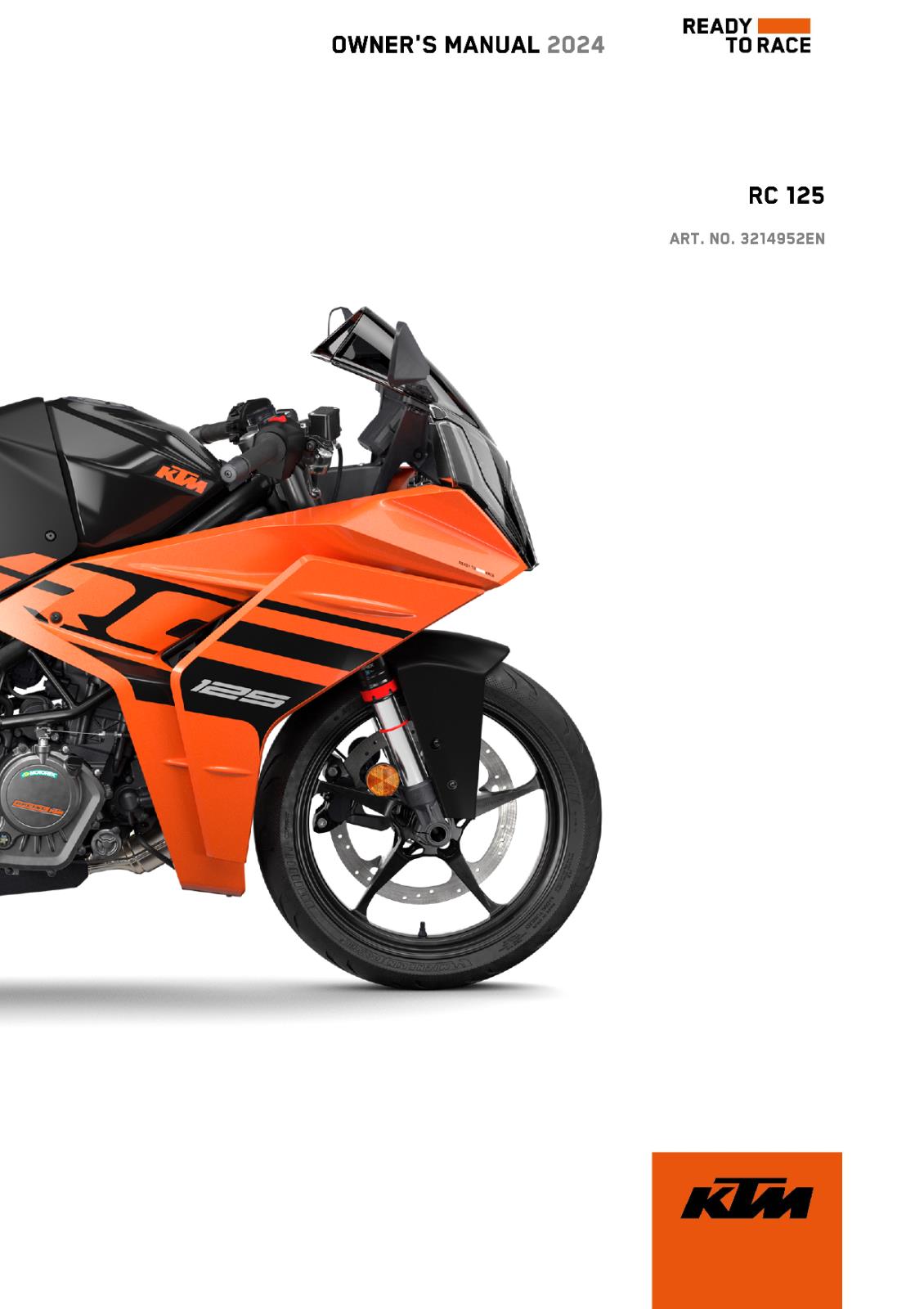 KTM 2024 OWNERS MANUAL - RC 125 - REPRINTED