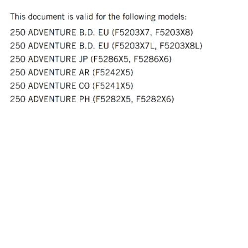 KTM 2024 OWNERS MANUAL - 250 ADVENTURE - REPRINTED