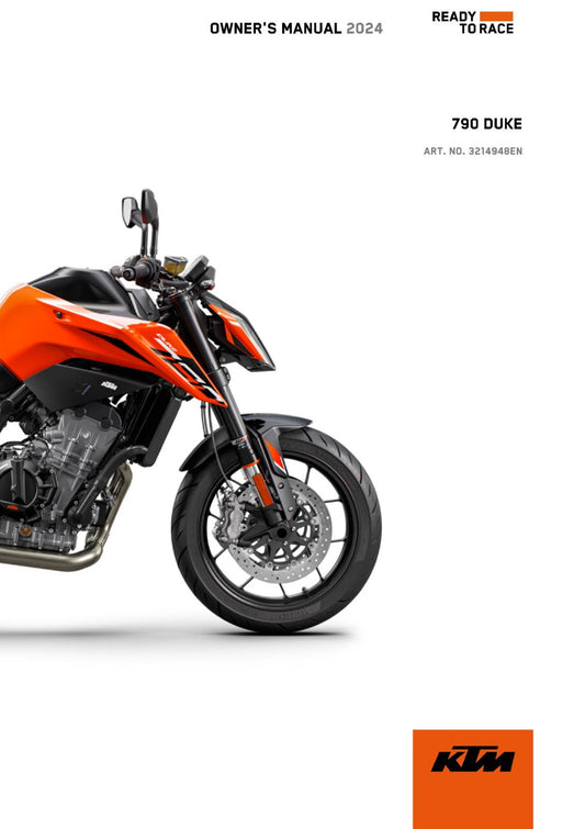 KTM 2024 OWNERS MANUAL - 790 DUKE - REPRINTED