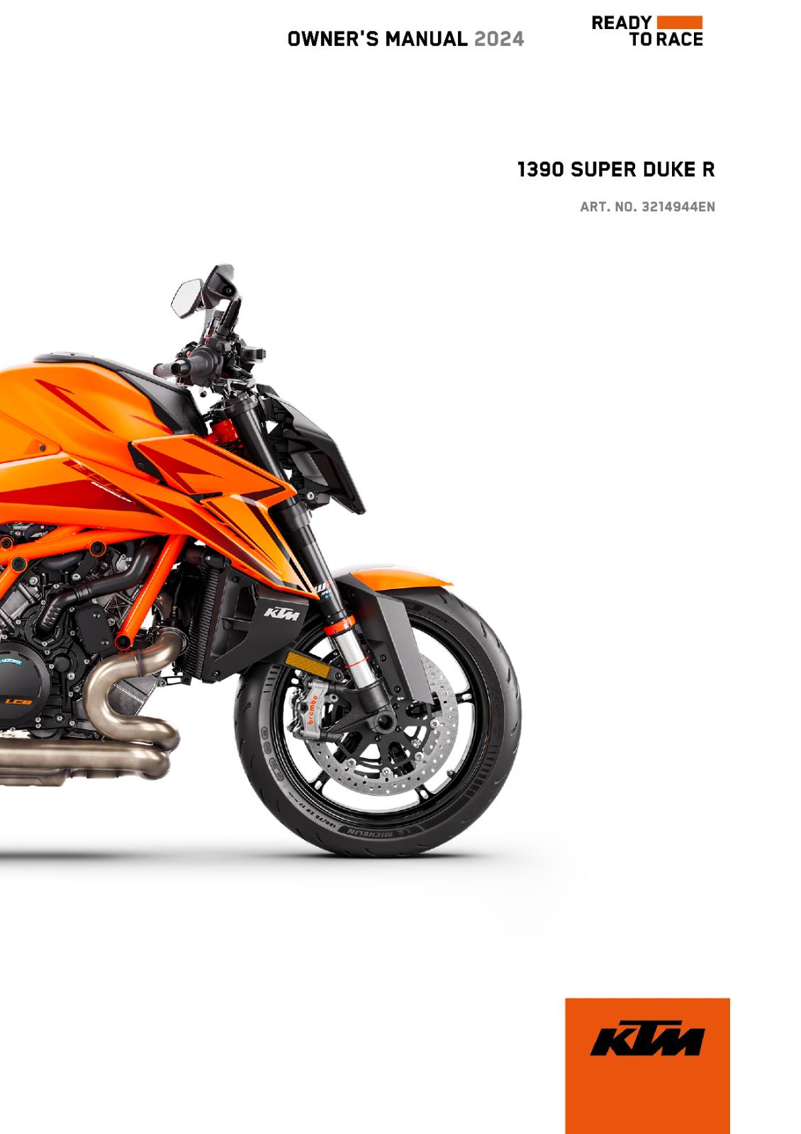 KTM 2024 OWNERS MANUAL - 1390 SUPER DUKE R - REPRINTED