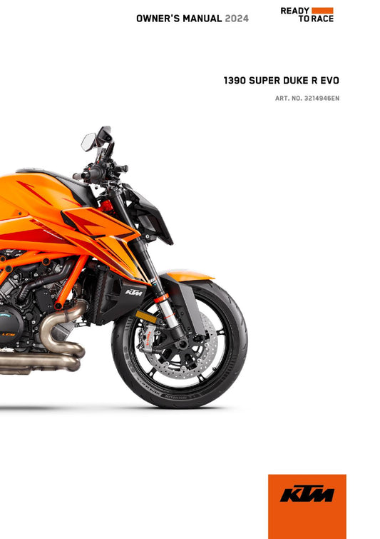 KTM 2024 OWNERS MANUAL - 1390 SUPER DUKE R EVO US - REPRINTED