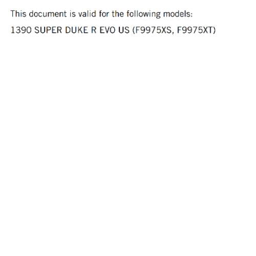 KTM 2024 OWNERS MANUAL - 1390 SUPER DUKE R EVO US - REPRINTED