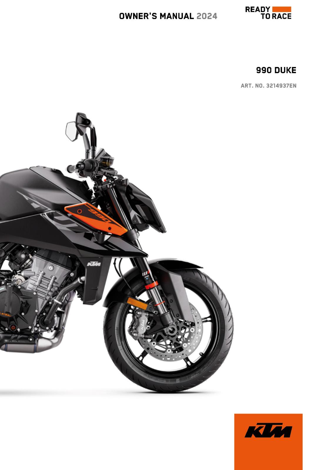 KTM 2024 OWNERS MANUAL - 990 DUKE US - REPRINTED
