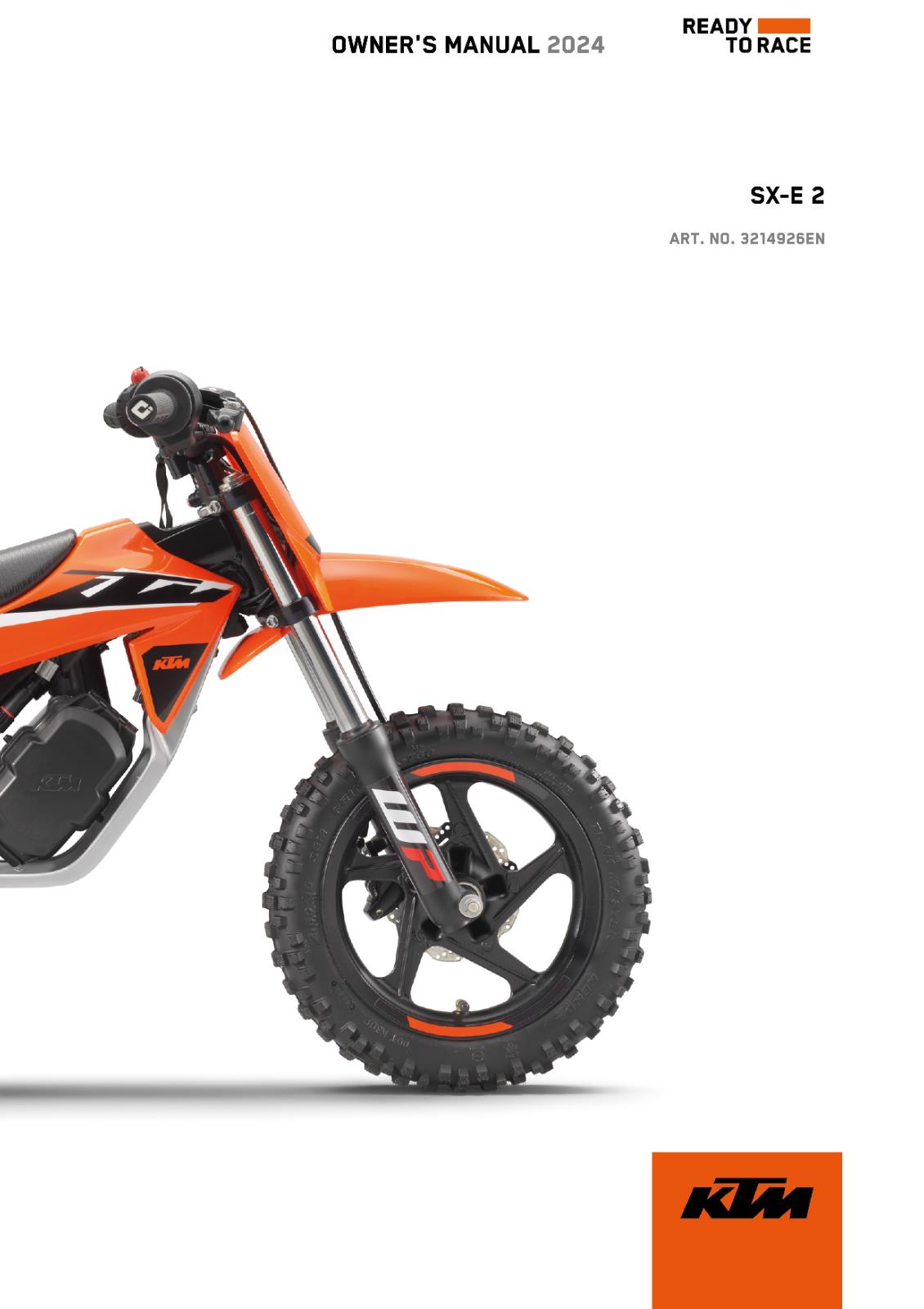 KTM 2024 OWNERS MANUAL - SX-E 2 - REPRINTED