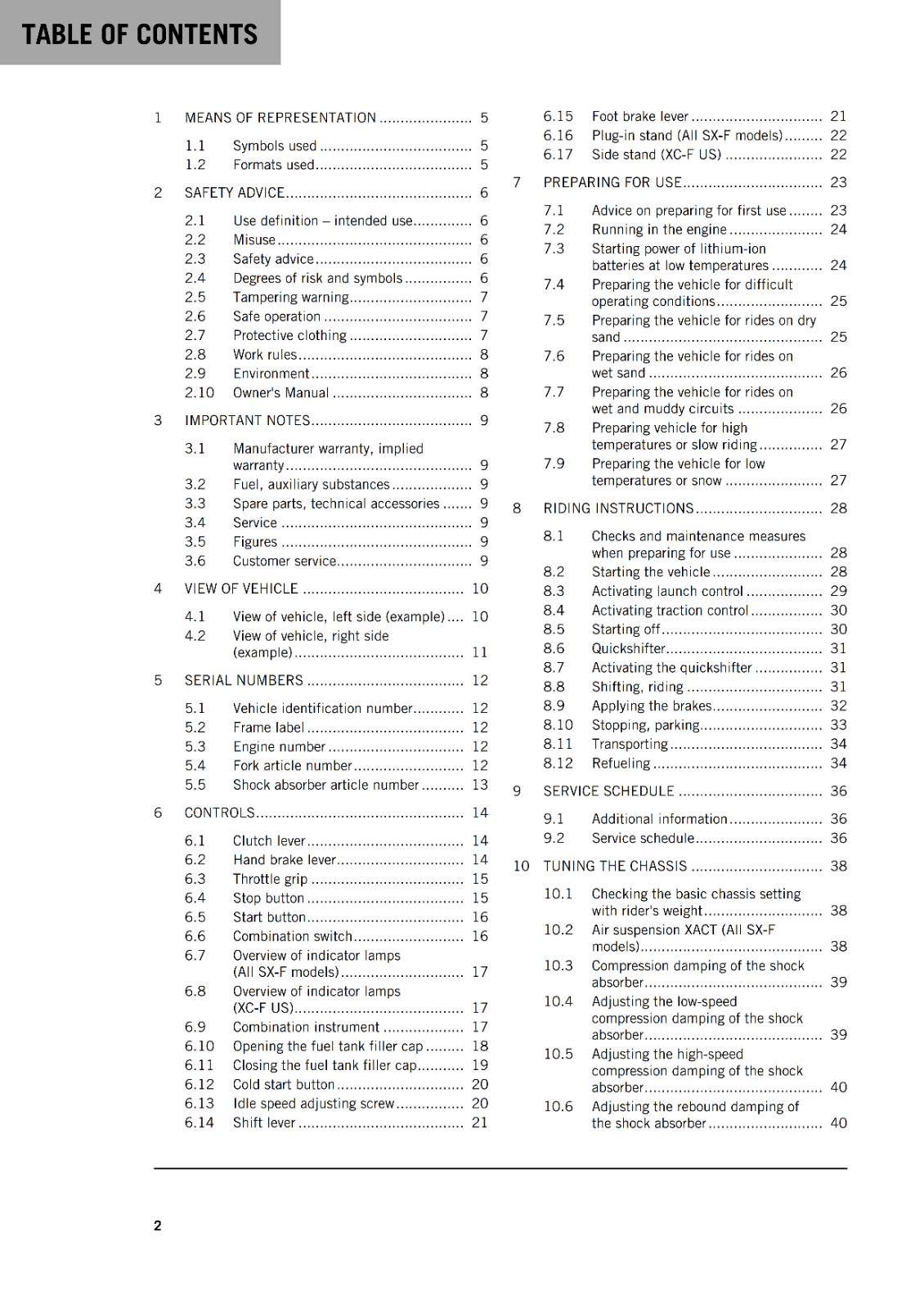 KTM 2025 OWNERS MANUAL - 350 SX-F XC-F - REPRINTED