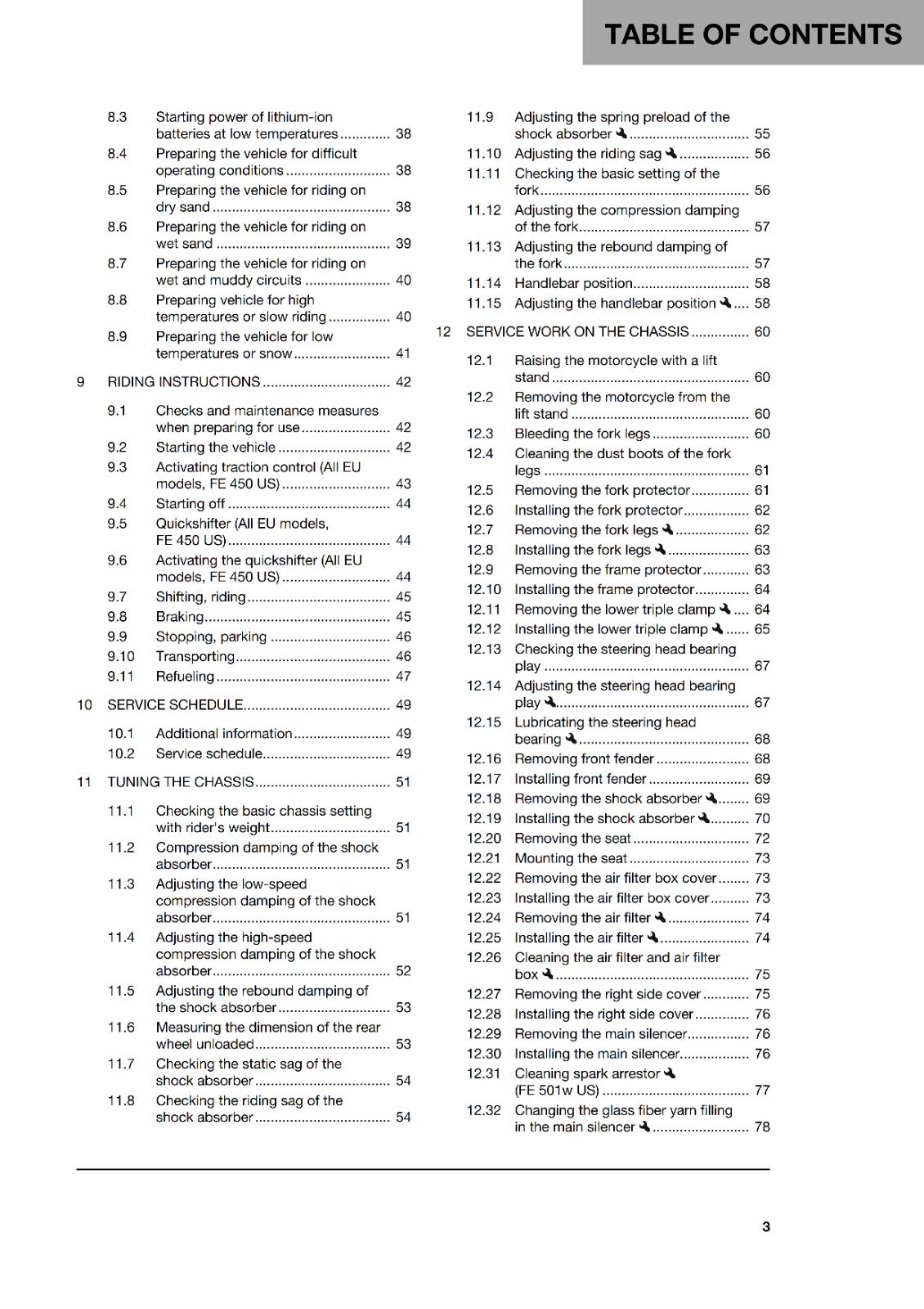 HUSQVARNA 2024 OWNERS MANUAL - FE 450 501 501w - REPRINTED