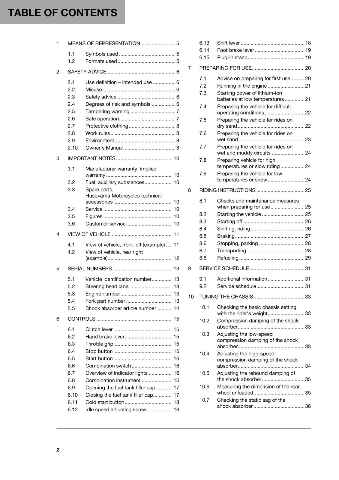 HUSQVARNA 2024 OWNERS MANUAL - TC 125 - REPRINTED