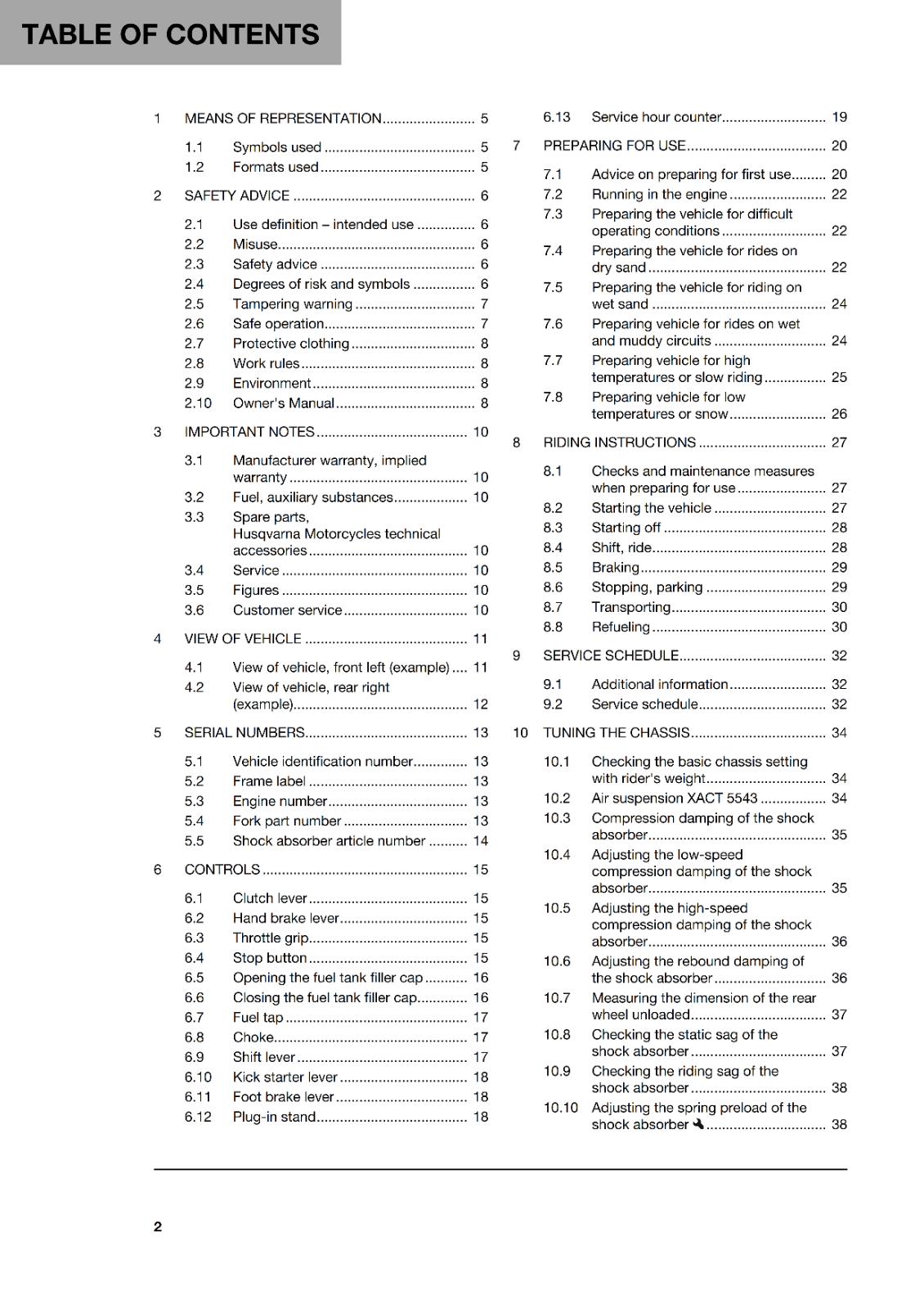 HUSQVARNA 2024 OWNERS MANUAL - TC 85 19/16 17/14 - REPRINTED
