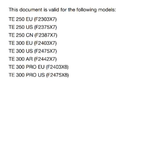 HUSQVARNA 2024 OWNERS MANUAL - TE 250 300 PRO - REPRINTED