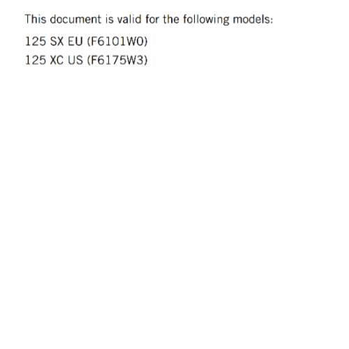 KTM 2023 OWNERS MANUAL - 125 SX XC - REPRINTED