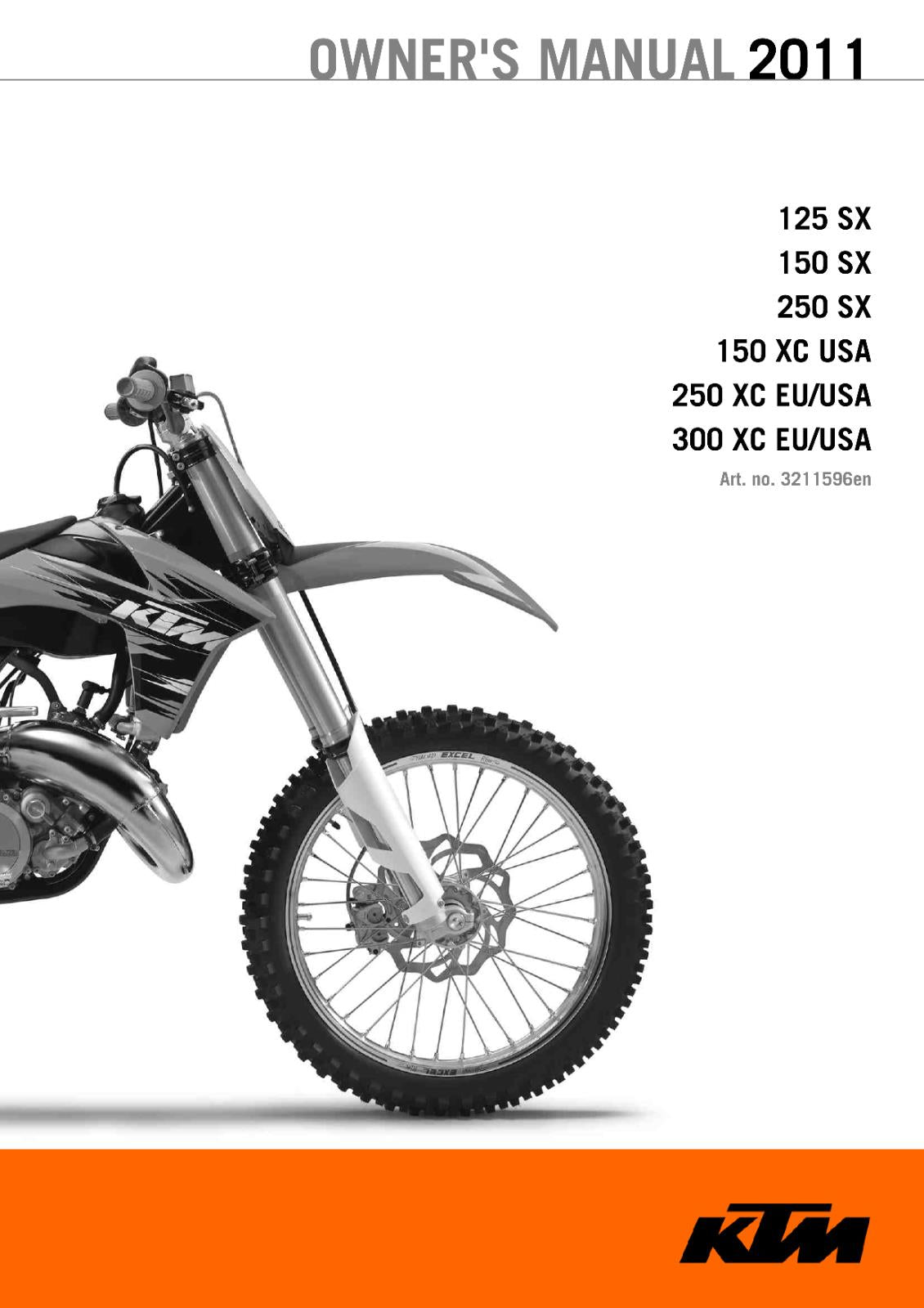 2011 WORKSHOP & OWNERS 2 MANUAL SET - KTM 250 300 SX XC - REPRINT