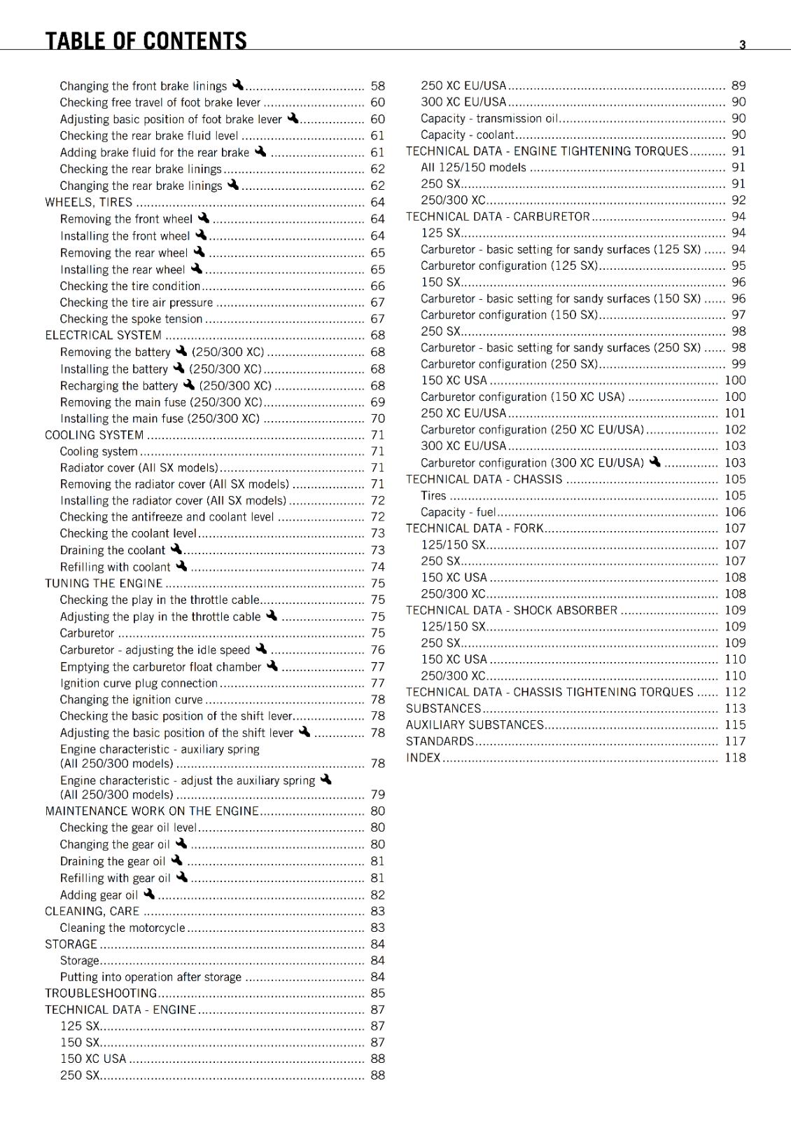 KTM 2011 - 125 150 250 SX XC - OWNERS MANUAL REPRINTED