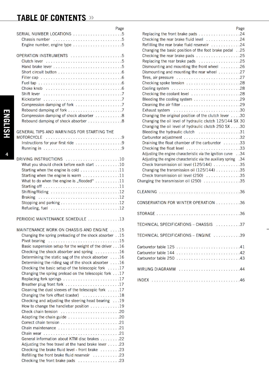 KTM 2008 - 125 144 250 SX - OWNERS MANUAL REPRINTED