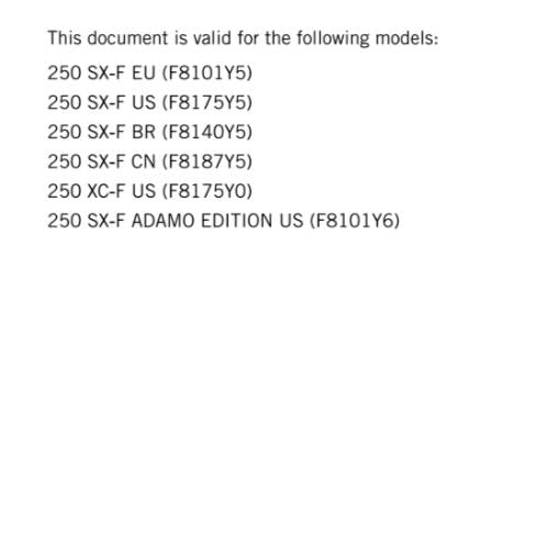 KTM 2025 - 250 SX-F XC-F ADAMAO - WORKSHOP SERVICE REPAIR MANUAL - REPRINTED