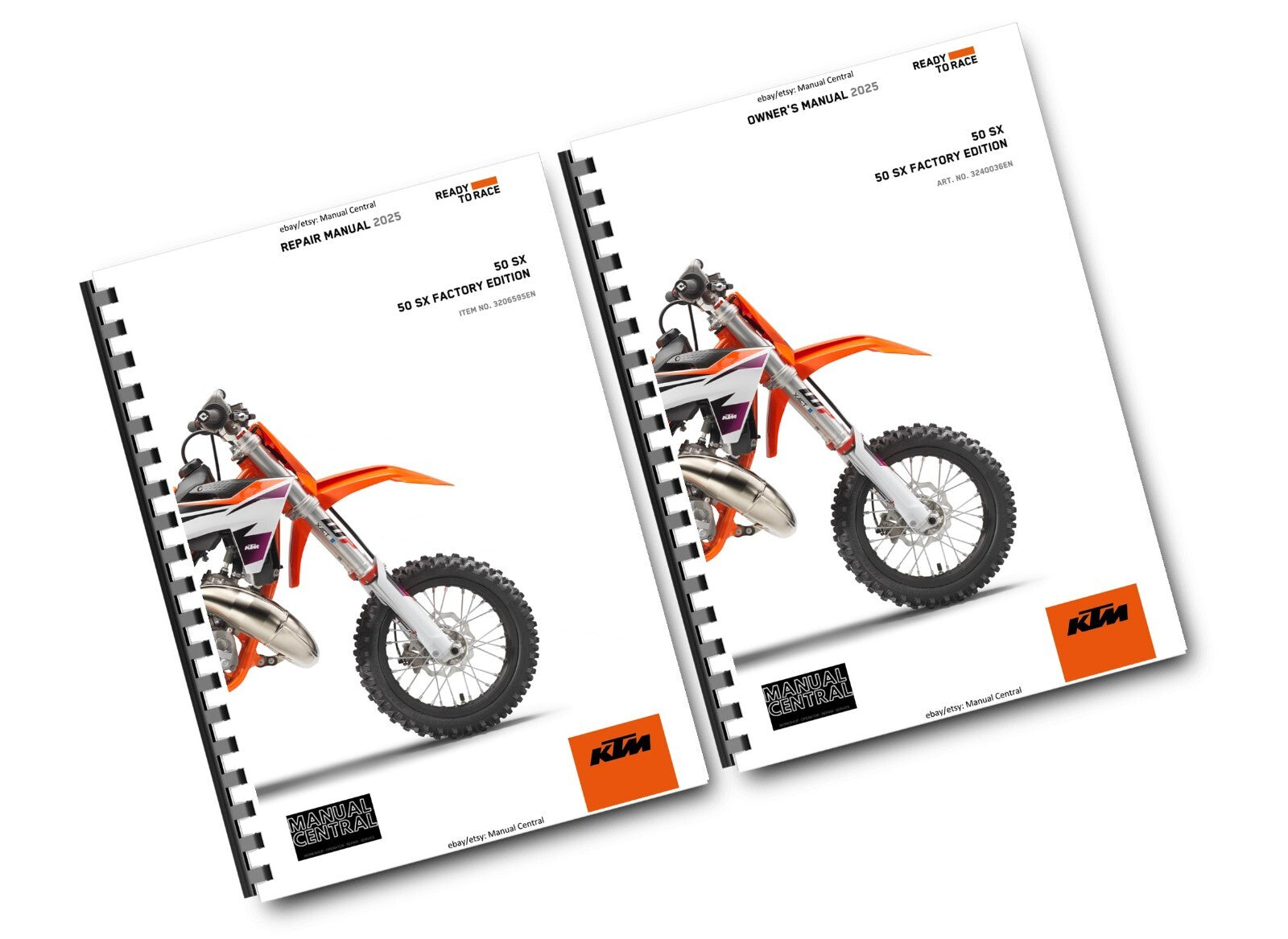 2025 WORKSHOP & OWNERS 2 MANUAL SET - KTM 50 SX FACTORY EDITION