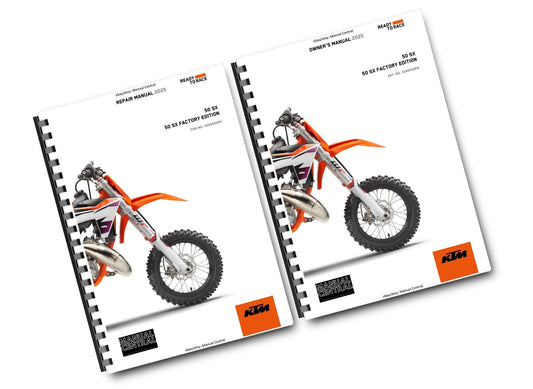 2025 WORKSHOP & OWNERS 2 MANUAL SET - KTM 50 SX FACTORY EDITION