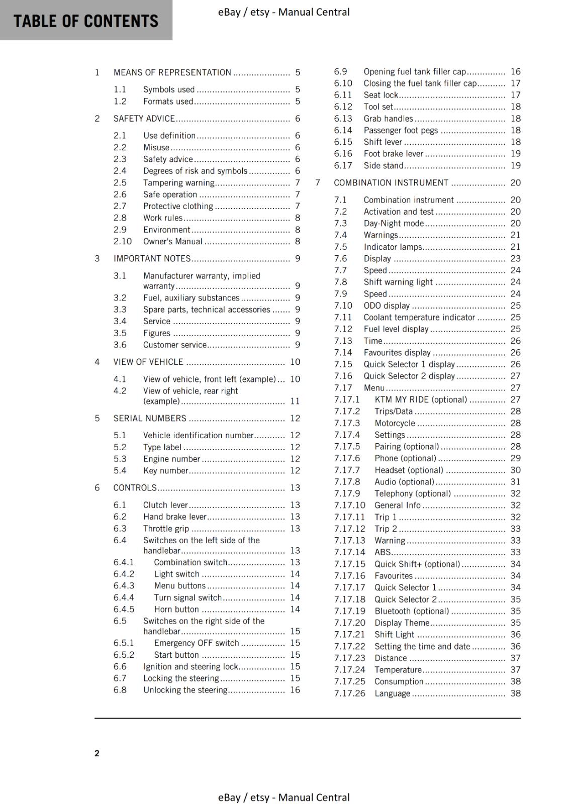 KTM 2023 OWNERS MANUAL - 390 DUKE - REPRINTED