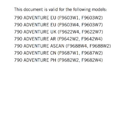 KTM 2023 OWNERS MANUAL - 790 ADVENTURE - REPRINTED