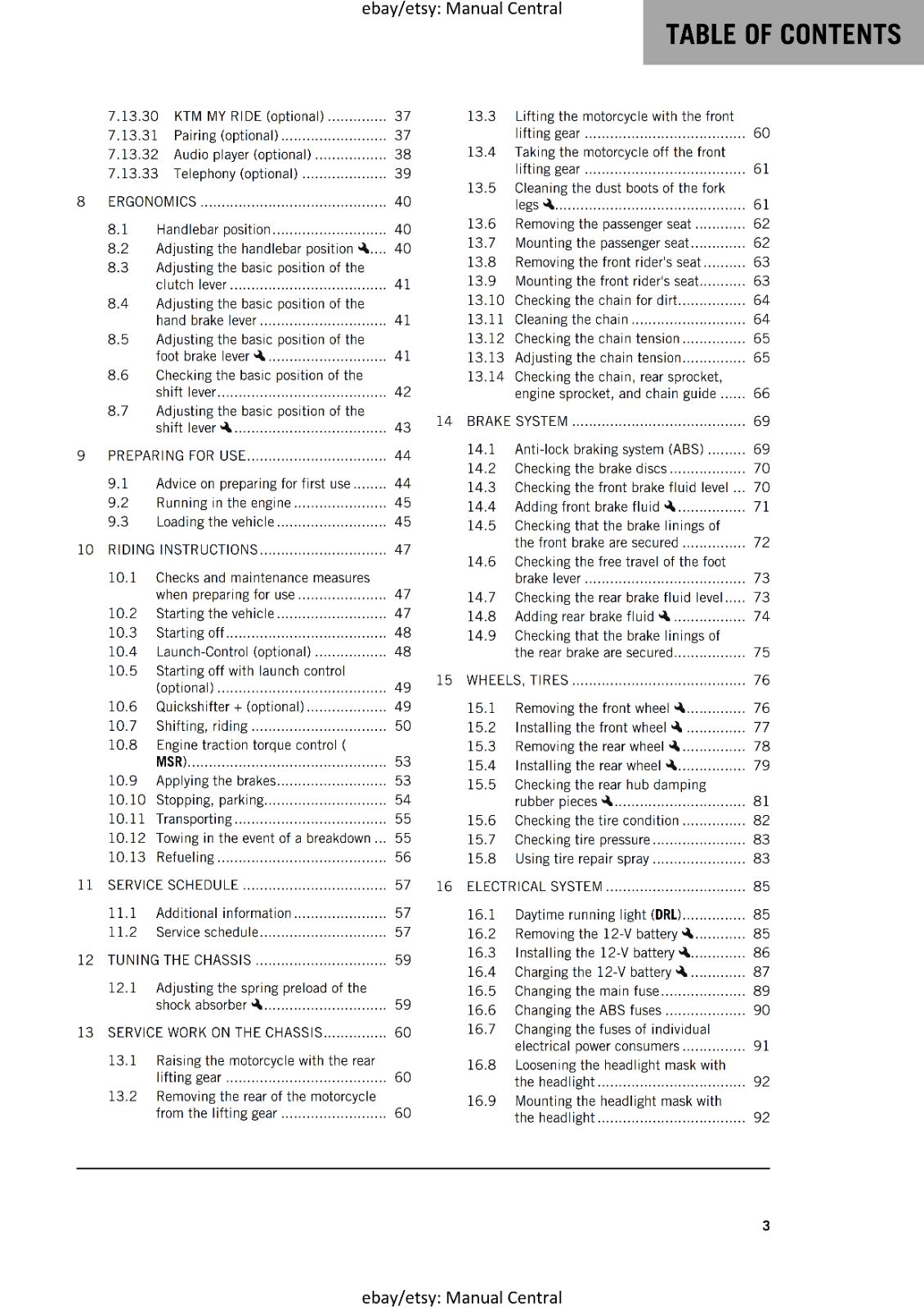 KTM 2023 OWNERS MANUAL - 790 DUKE - REPRINTED