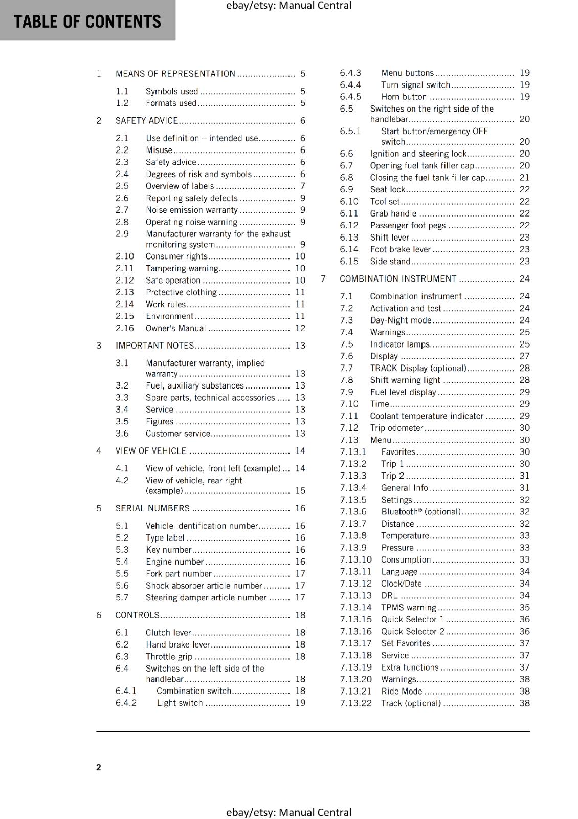KTM 2023 OWNERS MANUAL - 790 DUKE US EDITION - REPRINTED