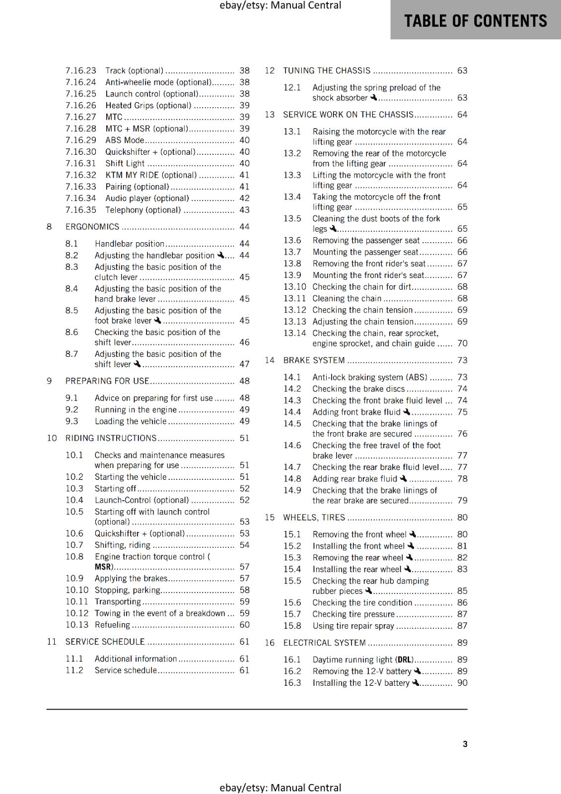 KTM 2023 OWNERS MANUAL - 890 DUKE GP - REPRINTED
