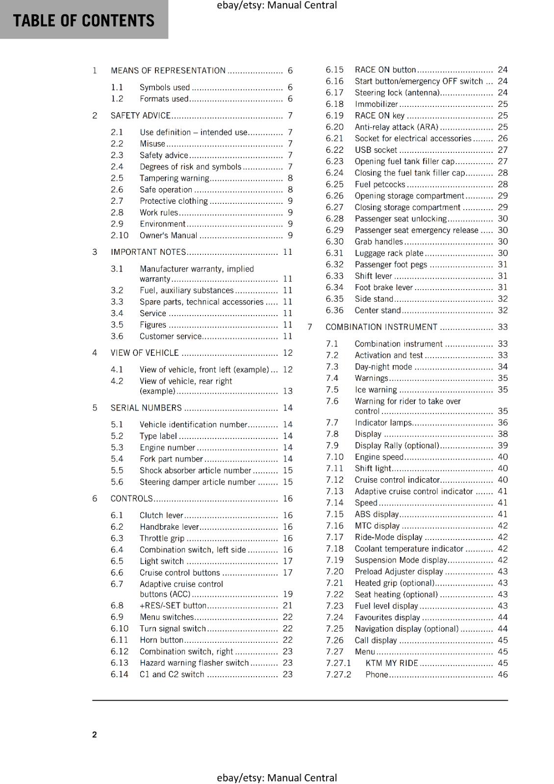 KTM 2023 OWNERS MANUAL - 1290 SUPER ADVENTURE S EU EDITION - REPRINTED