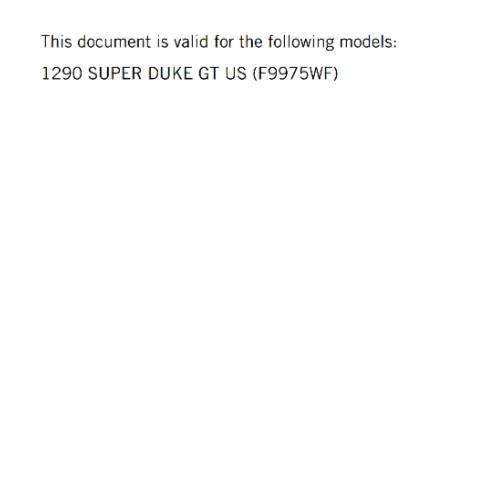 KTM 2023 OWNERS MANUAL - 1290 SUPER DUKE GT US EDITION - REPRINTED