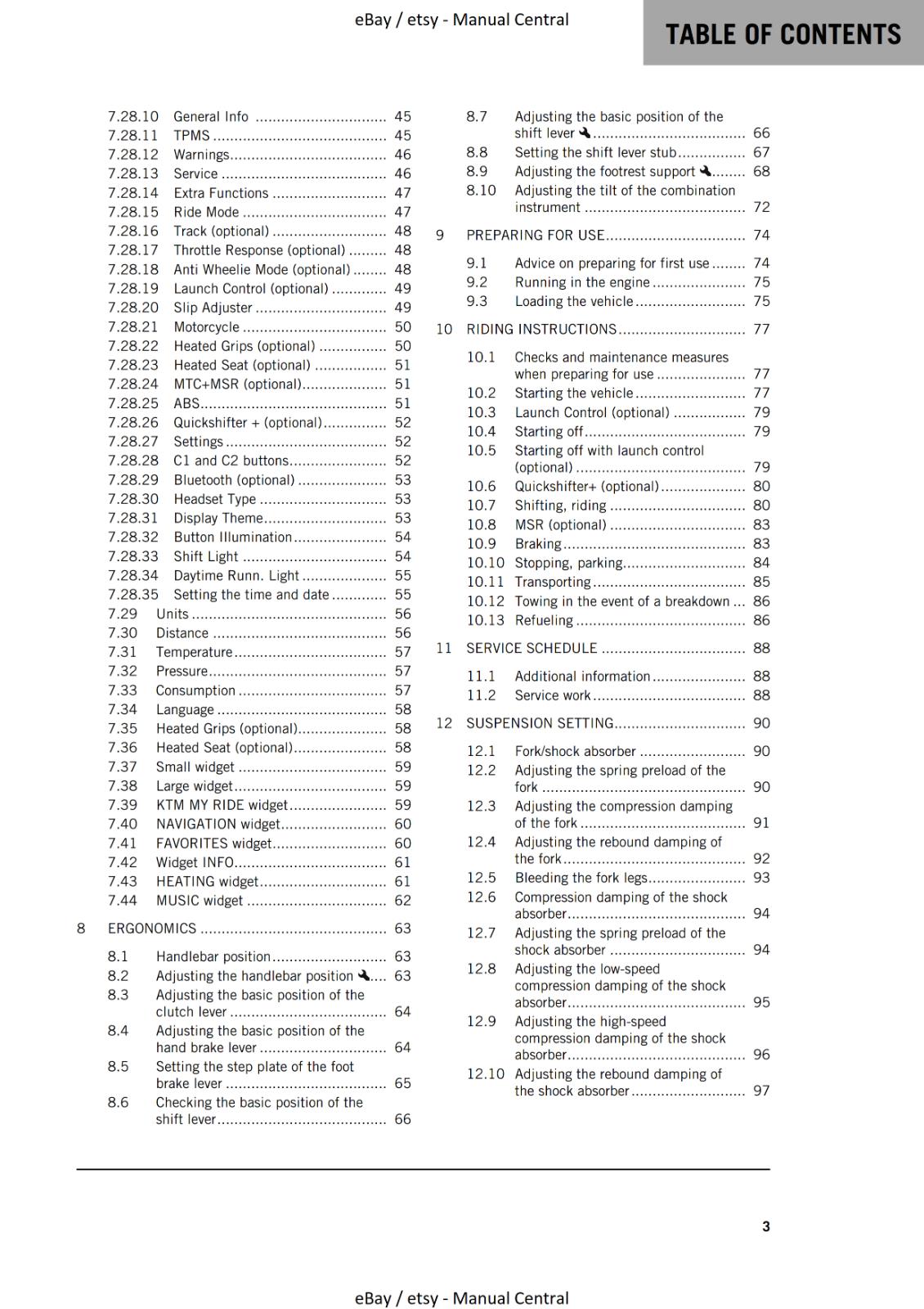 KTM 2023 OWNERS MANUAL - 1290 SUPER DUKE R RR - REPRINTED