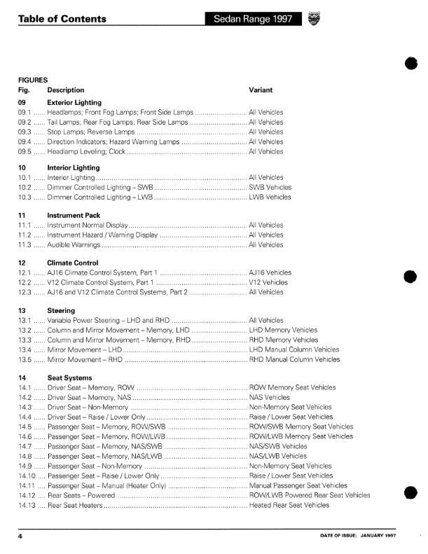 JAGUAR SEDAN RANGE - 1997 ELECTRICAL GUIDE - WIRING DIAGRAMS
