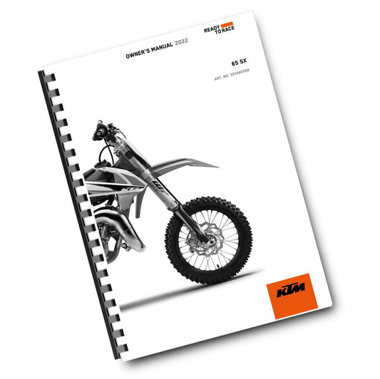 KTM 2022 OWNERS MANUAL - 65 SX - REPRINTED