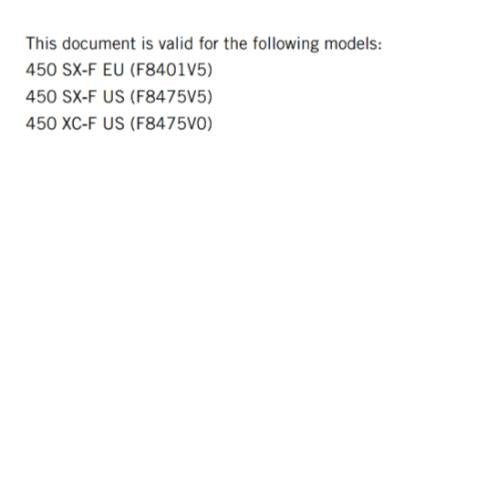 KTM 2022 OWNERS MANUAL - 450 SX-F XC-F - REPRINTED